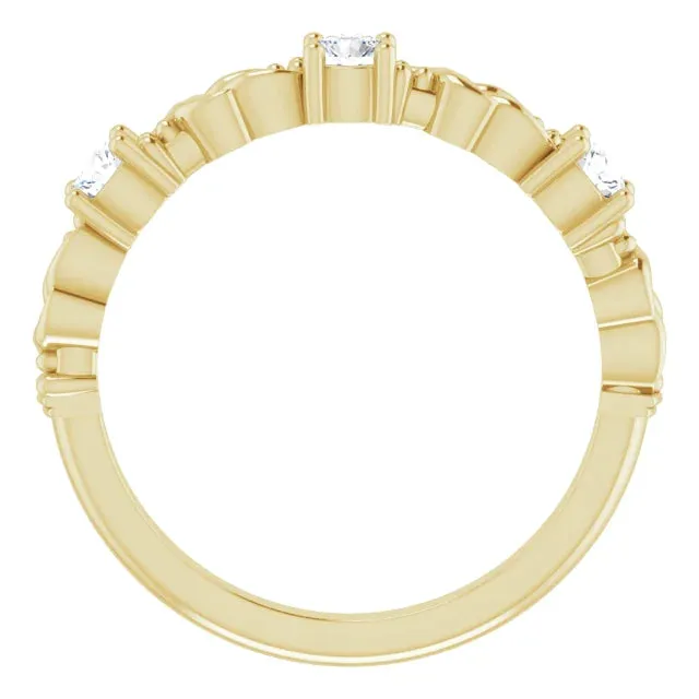 Sculptural Maile Anniversary Band,14K Gold 1/4 CTW Natural Diamond