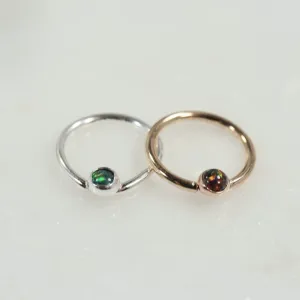 Septum Ring with 3mm Gemstone SINGLE - 16 Gauge, Choose Your Diameter and Metal