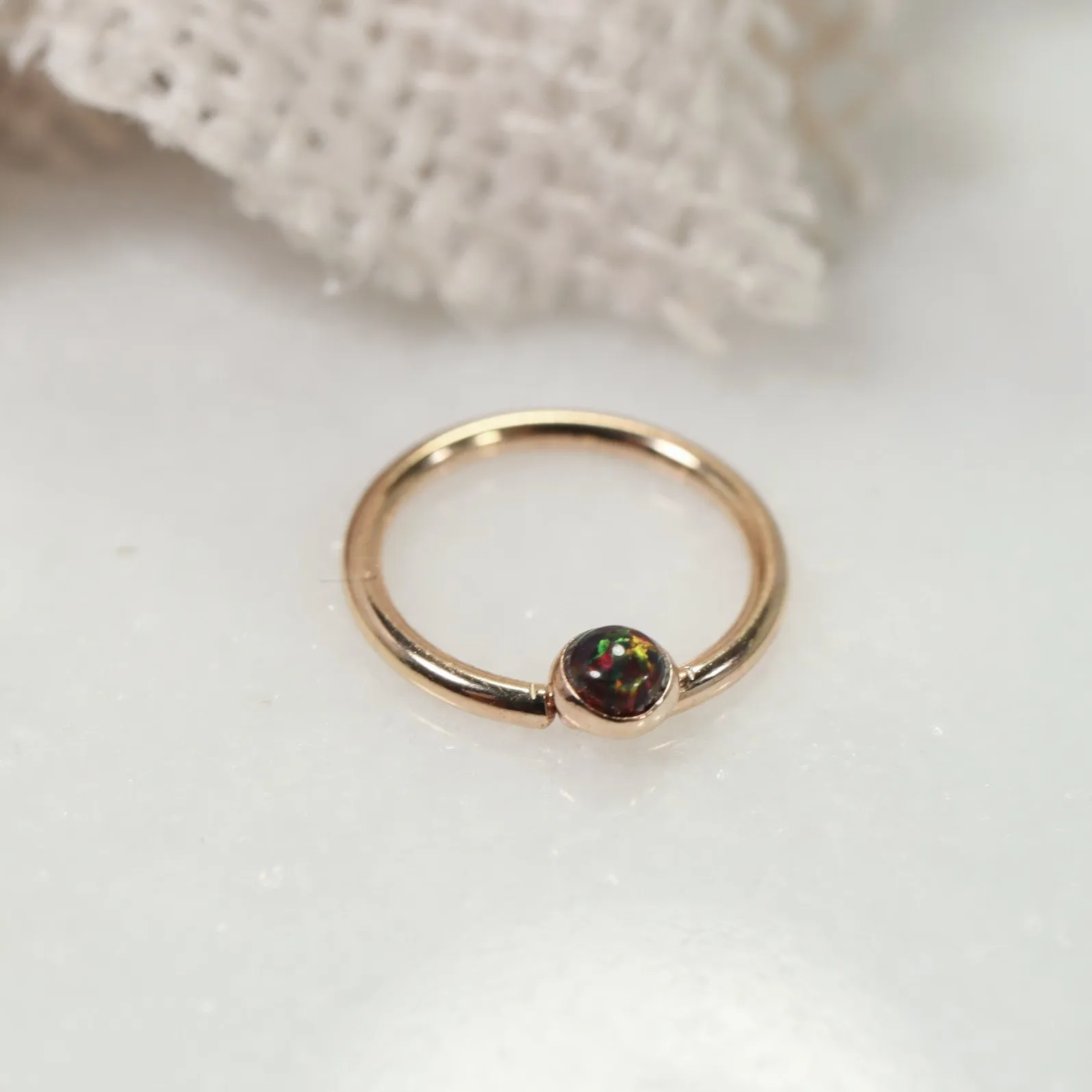 Septum Ring with 3mm Gemstone SINGLE - 16 Gauge, Choose Your Diameter and Metal