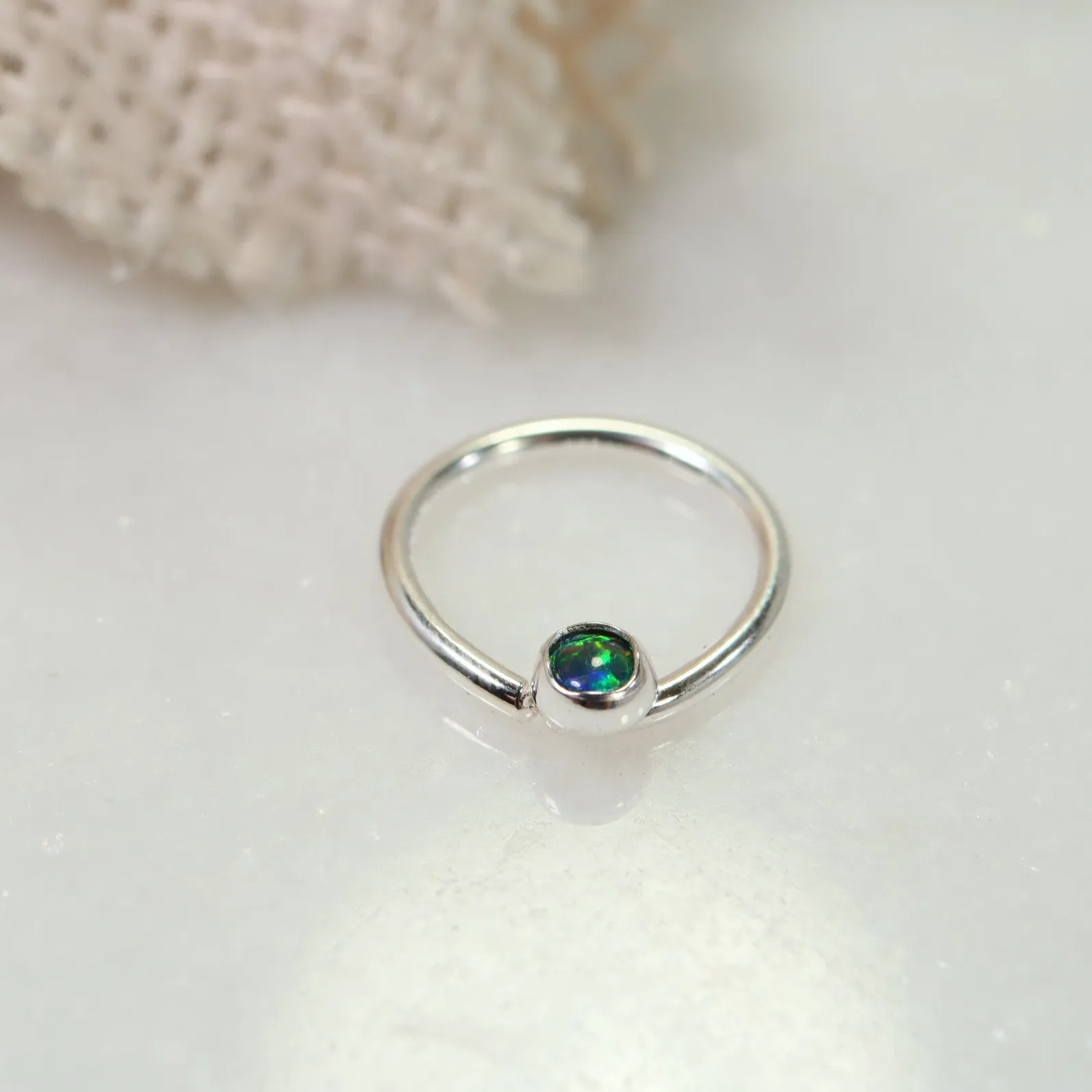 Septum Ring with 3mm Gemstone SINGLE - 16 Gauge, Choose Your Diameter and Metal