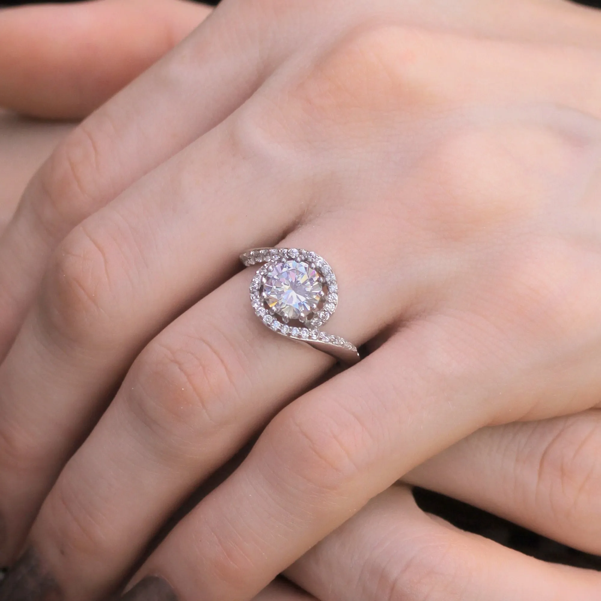 Seraphic Swirl Engagement Ring, 1 CT