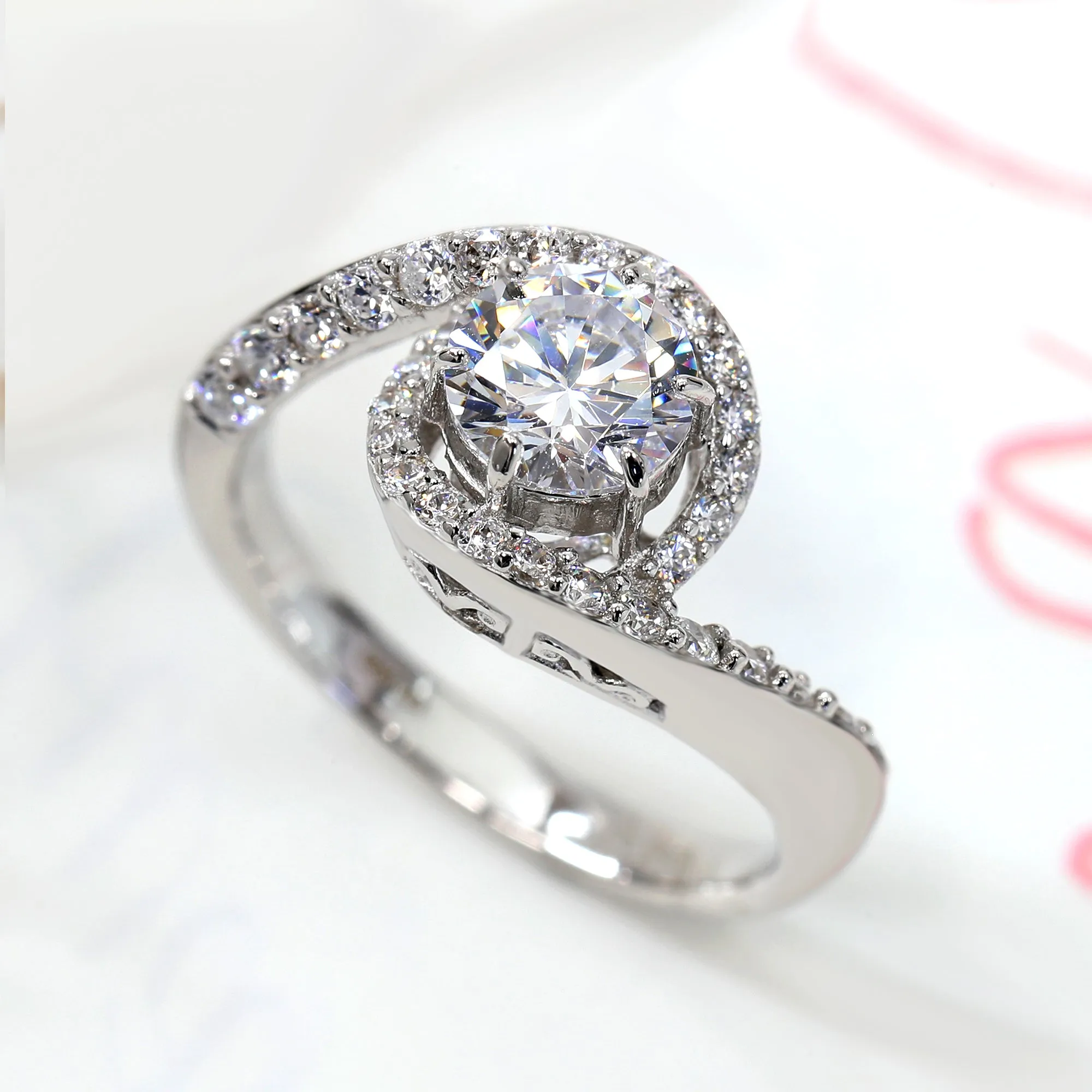 Seraphic Swirl Engagement Ring, 1 CT