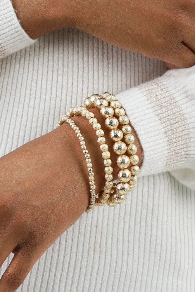 Set of 4 Beaded Bracelets -Silver