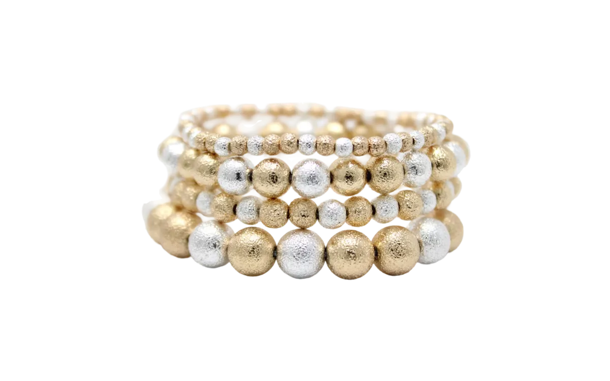 Set of 4 Beaded Bracelets -Silver