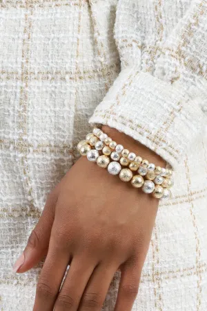 Set of 4 Beaded Bracelets -Silver