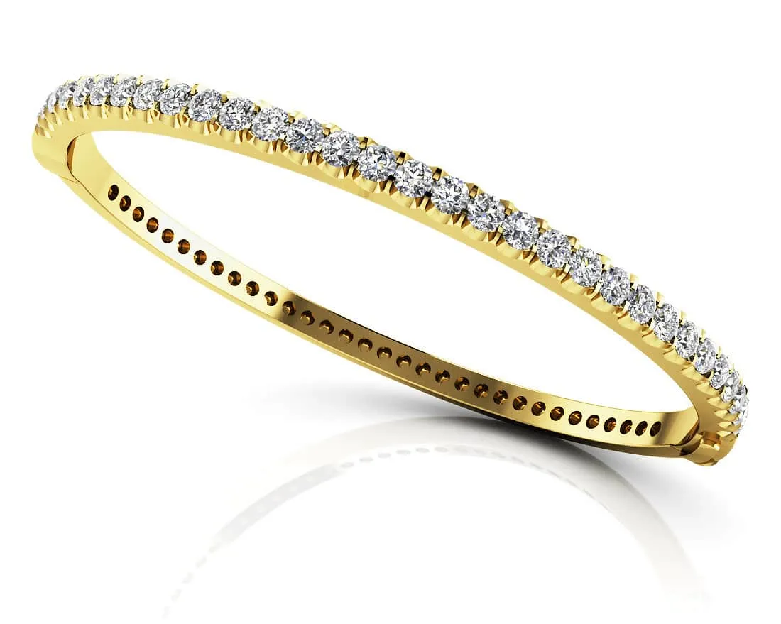 Shared Prong Oval Diamond Bangle with 1.44 ct.(finished) 2.2mm