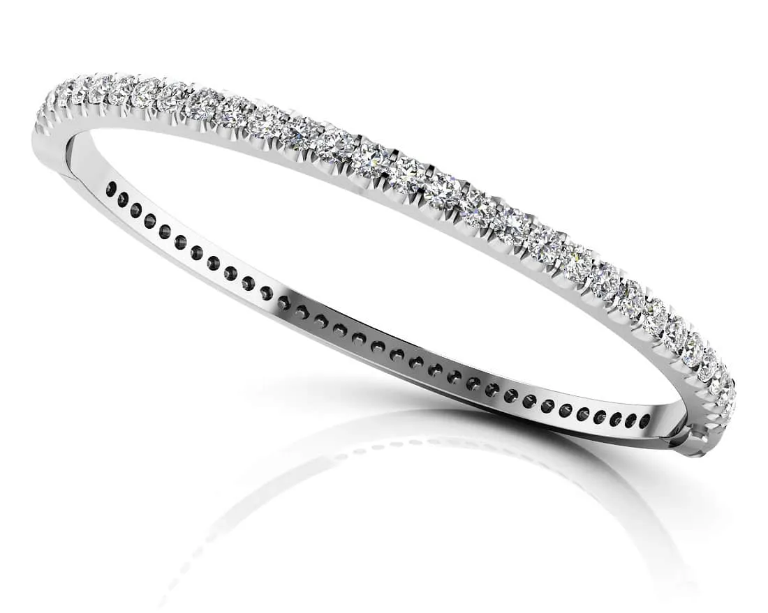 Shared Prong Oval Diamond Bangle with 1.44 ct.(finished) 2.2mm