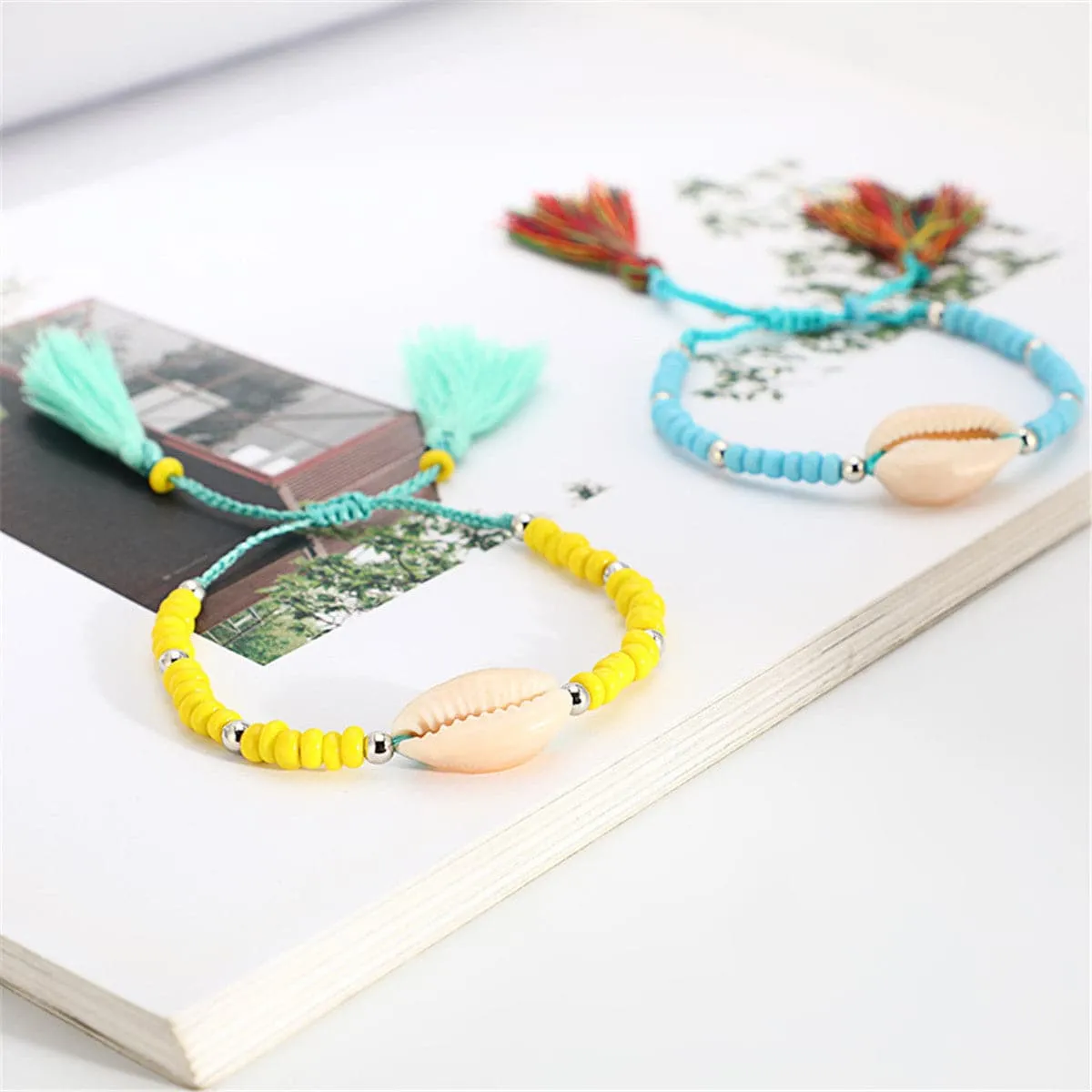 Shell & Turquoise Stretch Bracelet Set