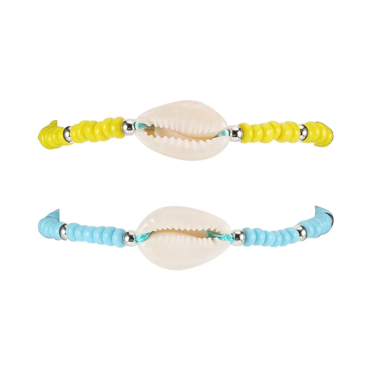 Shell & Turquoise Stretch Bracelet Set
