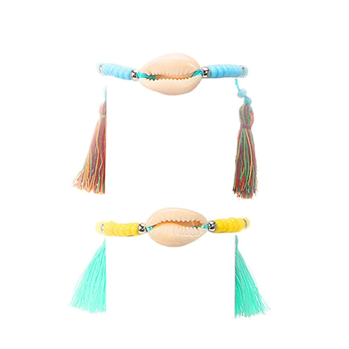 Shell & Turquoise Stretch Bracelet Set