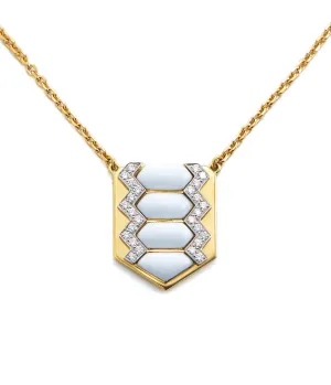 Shield Necklace, White Enamel