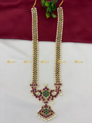 Shop Exquisite Kemp Long Necklaces for Bharatanatyam Dance BBN-014