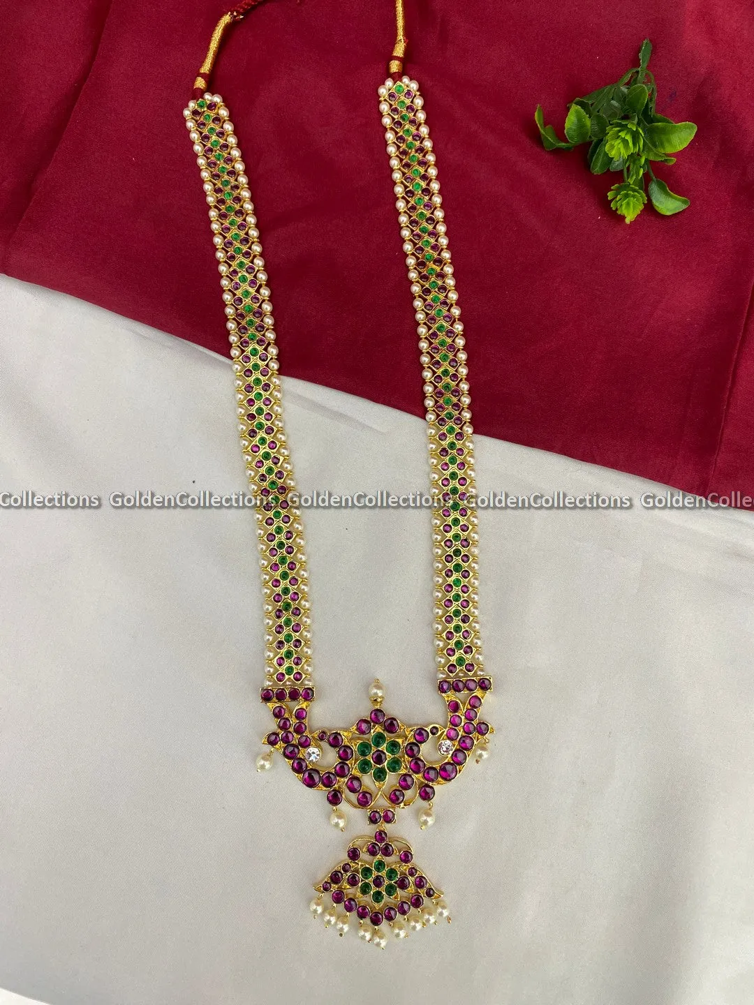 Shop Exquisite Kemp Long Necklaces for Bharatanatyam Dance BBN-014