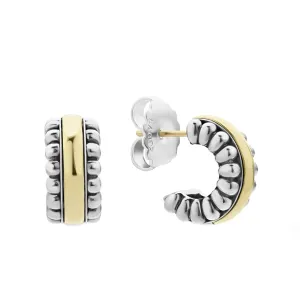 Signature Caviar Two-Tone Flute Huggie Earrings
