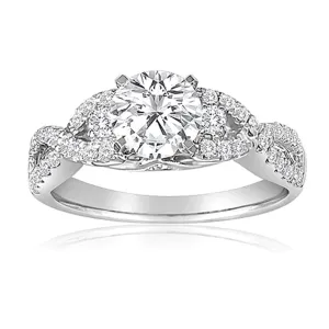 Signature Pave Twist Shank Diamond Engagement Ring