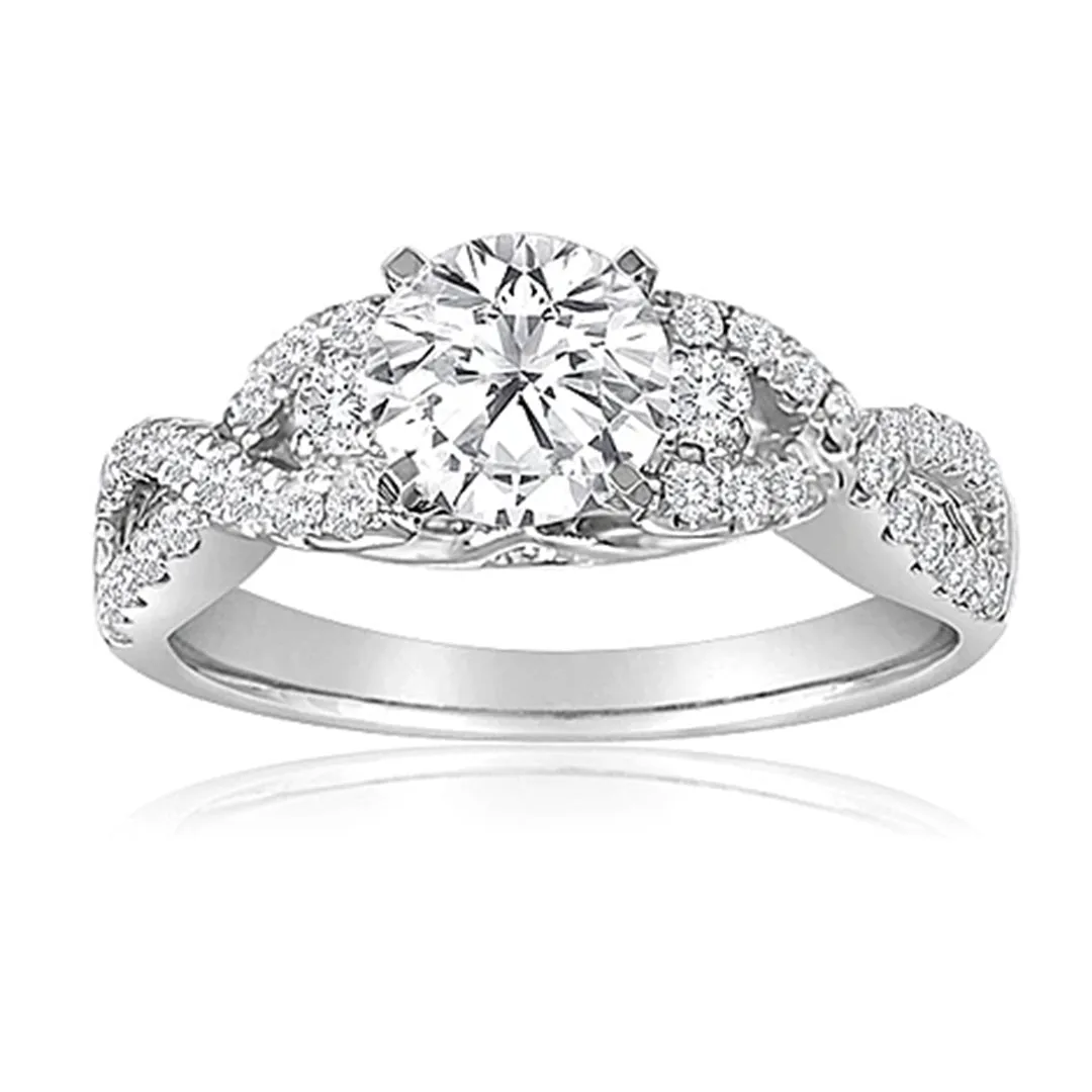 Signature Pave Twist Shank Diamond Engagement Ring