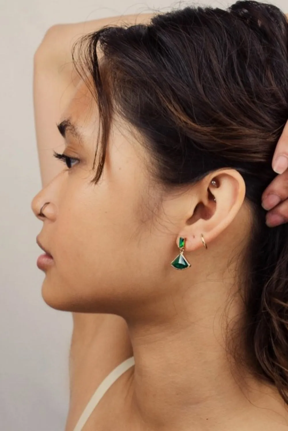 SILK PURSE SOW'S EAR VINTAGE JADE BAGUETTE EARRINGS