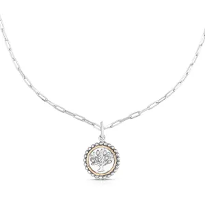 Silver & 18K Gold Tree of Life Medallion Necklace