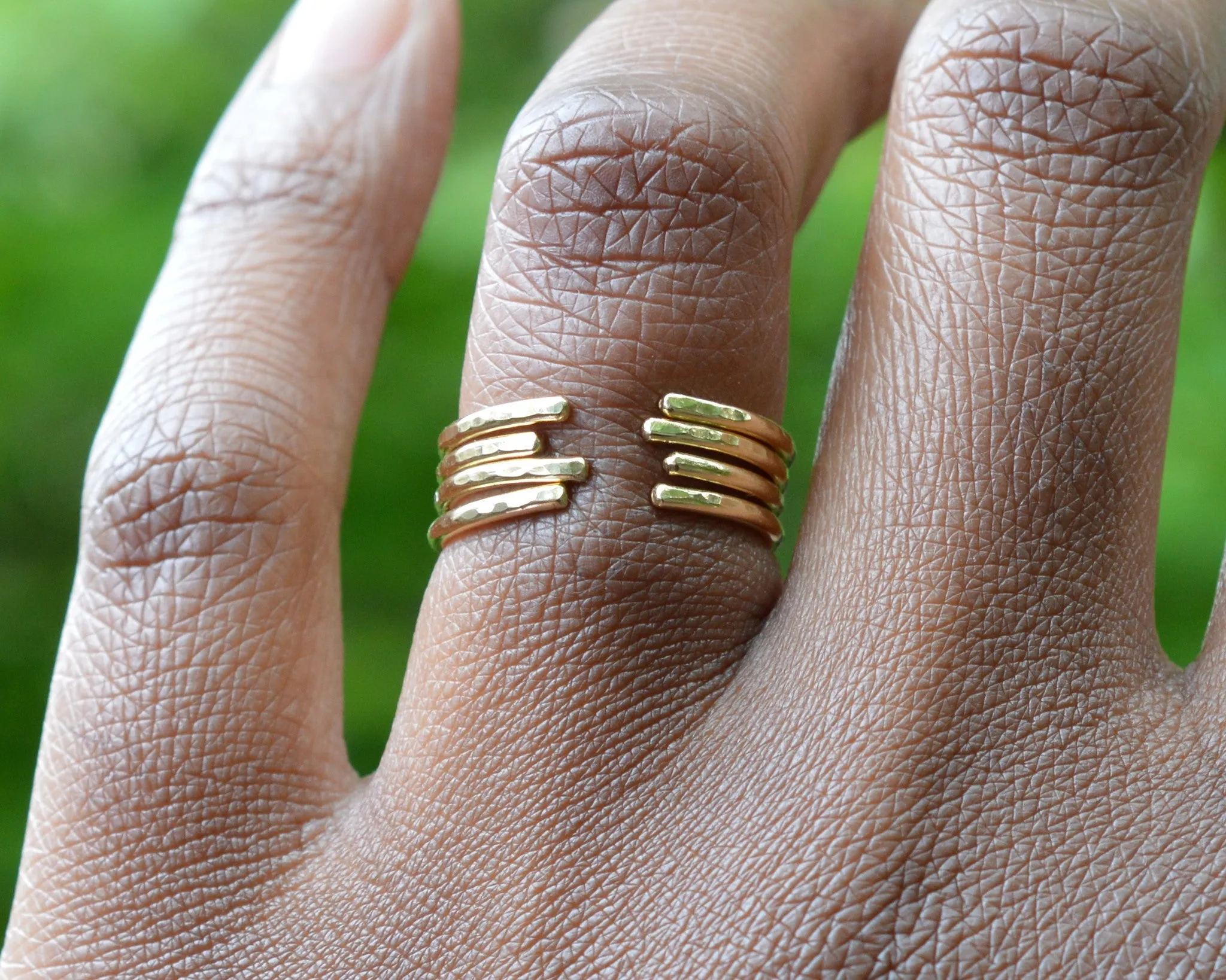 Silver Hammered Cuff Rings
