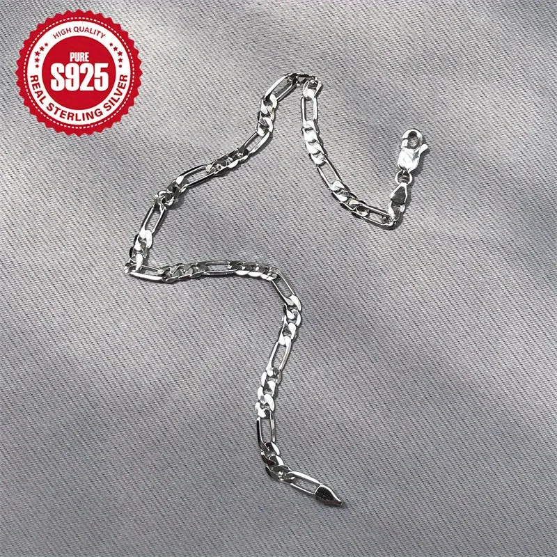 Silver Link Bracelet Platinum Plated Hip Hop Style Unisex Accessory
