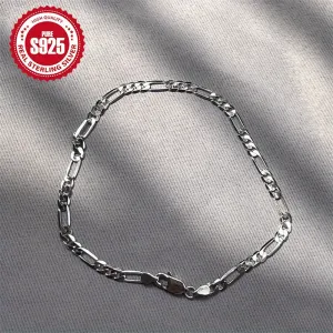 Silver Link Bracelet Platinum Plated Hip Hop Style Unisex Accessory