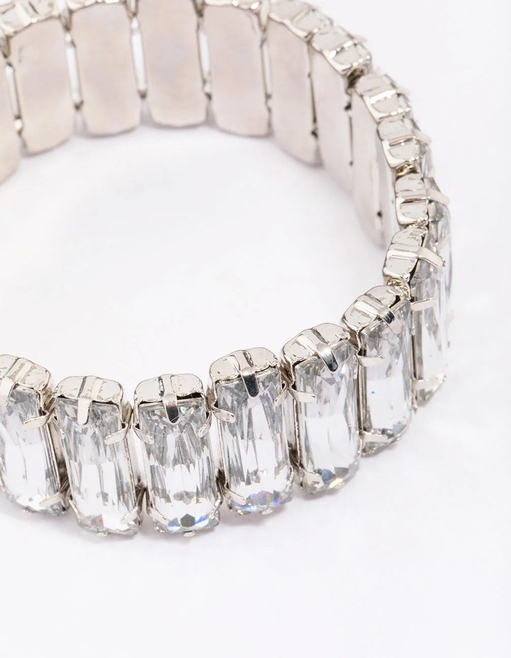 Silver Rectangular Stone Stretch Bracelet