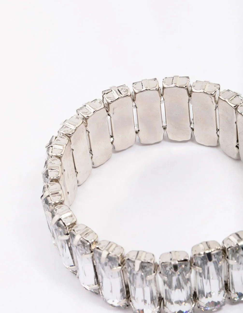 Silver Rectangular Stone Stretch Bracelet