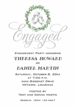 SILVER RINGS WITH GREENERY THEME CUSTOM INVITATION