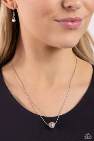 Simply Sentimental - White - Iridescent Heart Pendant Paparazzi Short Necklace