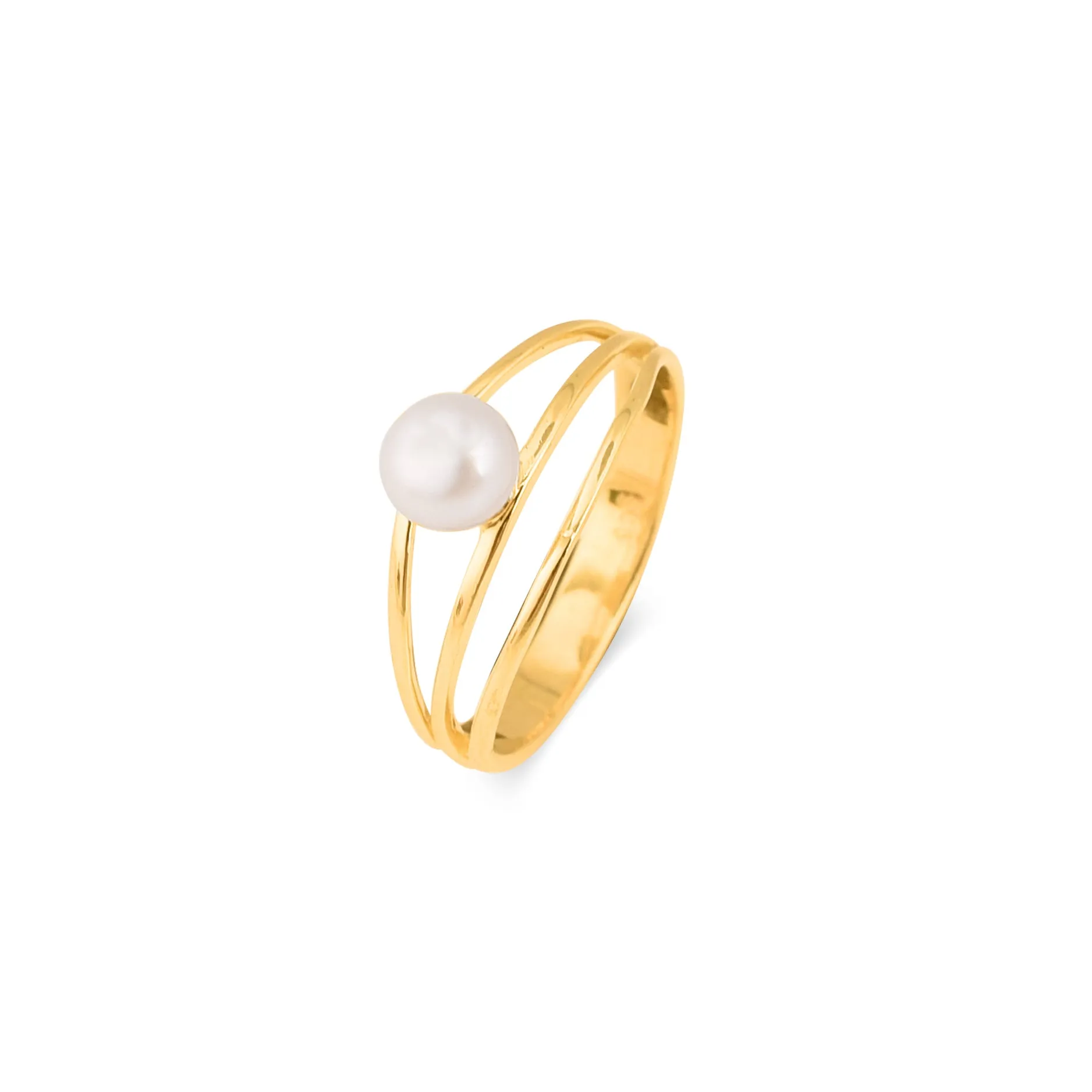 Single Pearl Gold Ring