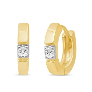 Single Station Huggie Hoop Earrings with 0.10ct of Diamonds in 9ct Yellow Gold