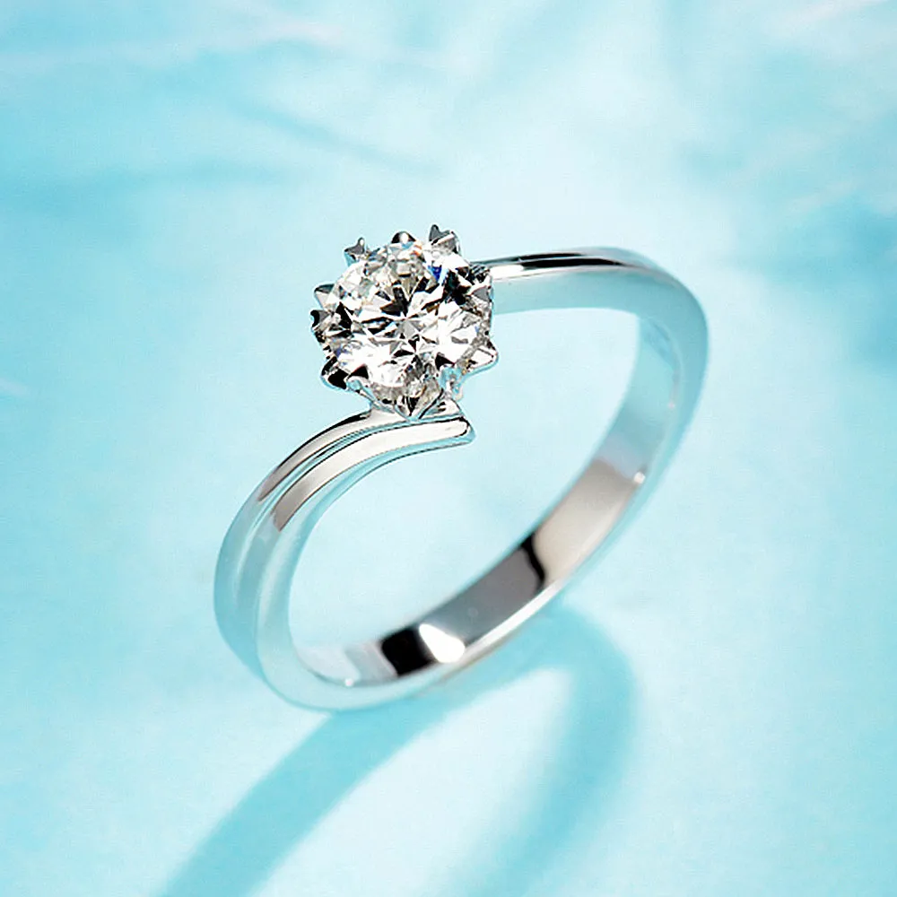 Six Claw Lab-Grown Diamond Bypass Engagement Ring