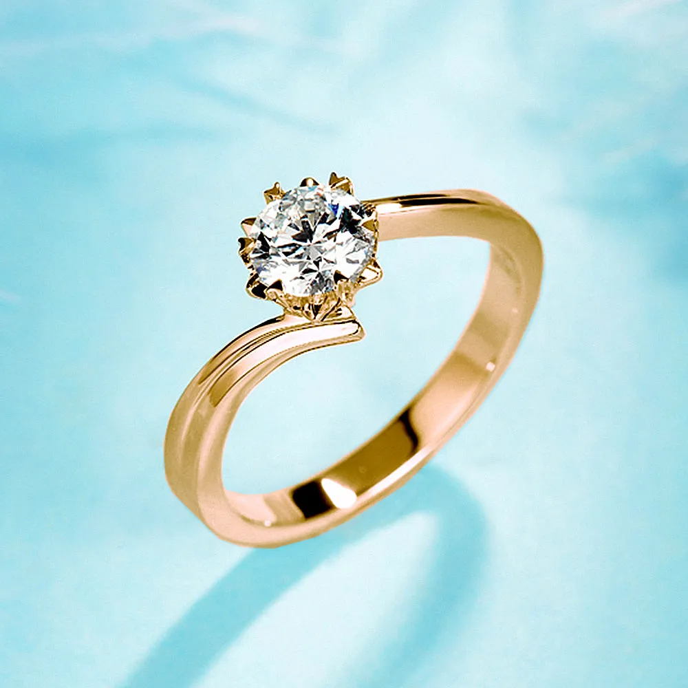 Six Claw Lab-Grown Diamond Bypass Engagement Ring