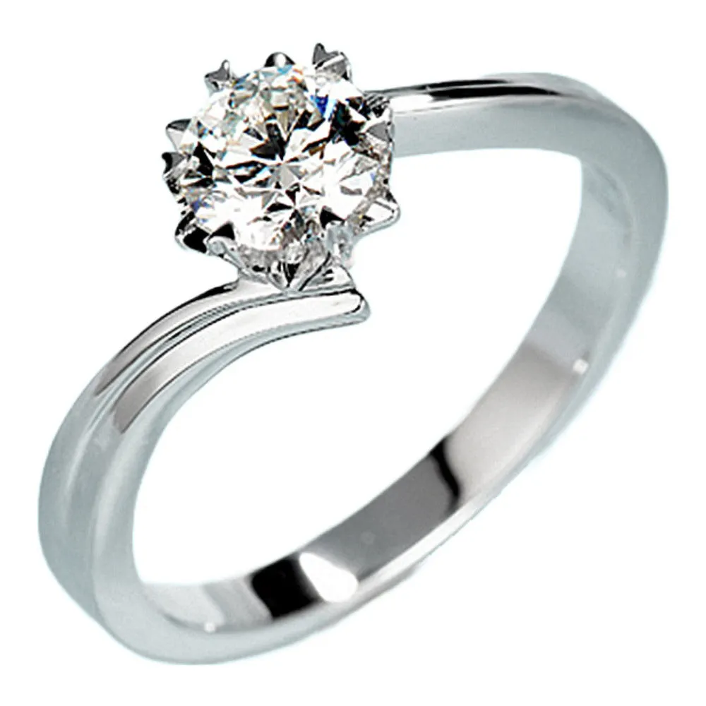 Six Claw Lab-Grown Diamond Bypass Engagement Ring