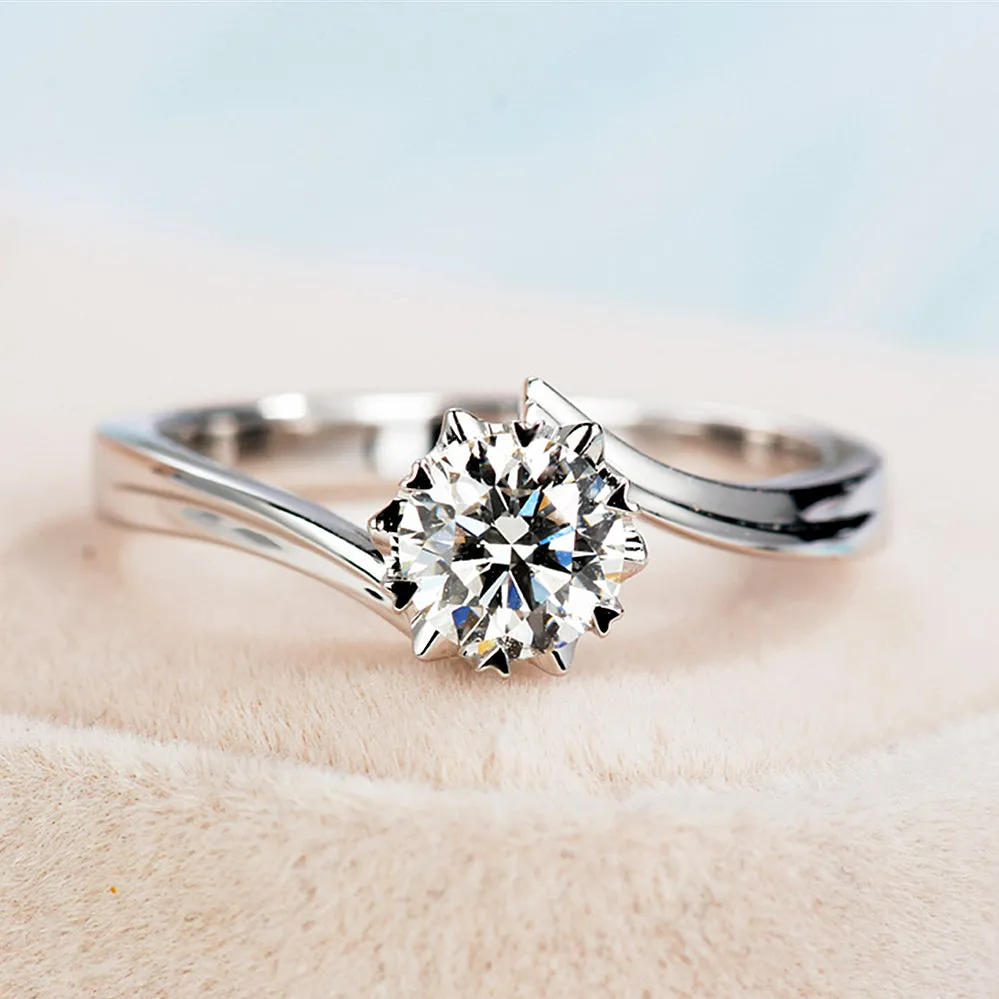 Six Claw Lab-Grown Diamond Bypass Engagement Ring