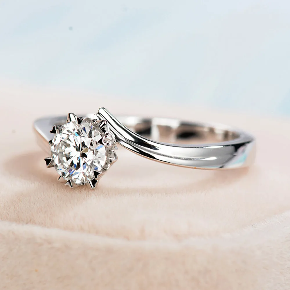 Six Claw Lab-Grown Diamond Bypass Engagement Ring