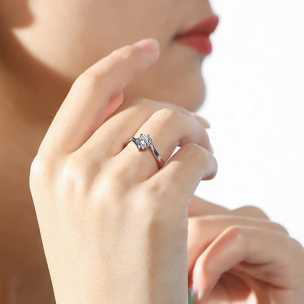 Six Claw Lab-Grown Diamond Bypass Engagement Ring