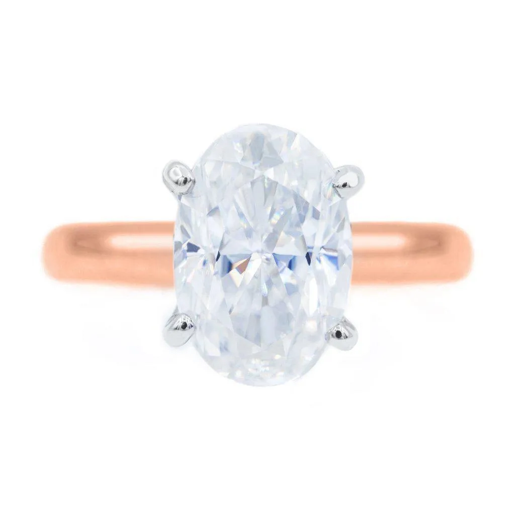 Skinny Oval First Crush FAB Moissanite 4 Prongs FANCY Solitaire Ring