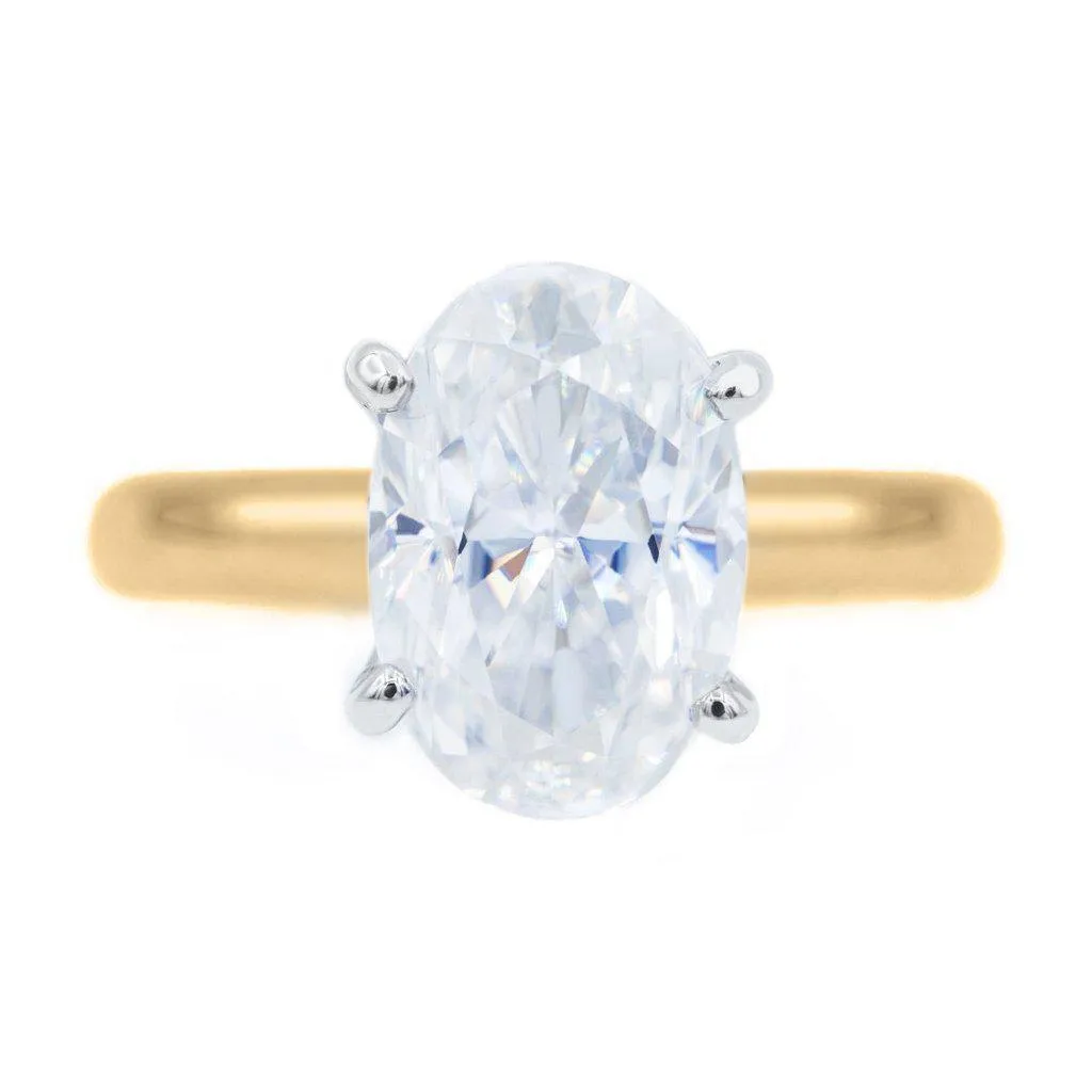 Skinny Oval First Crush FAB Moissanite 4 Prongs FANCY Solitaire Ring