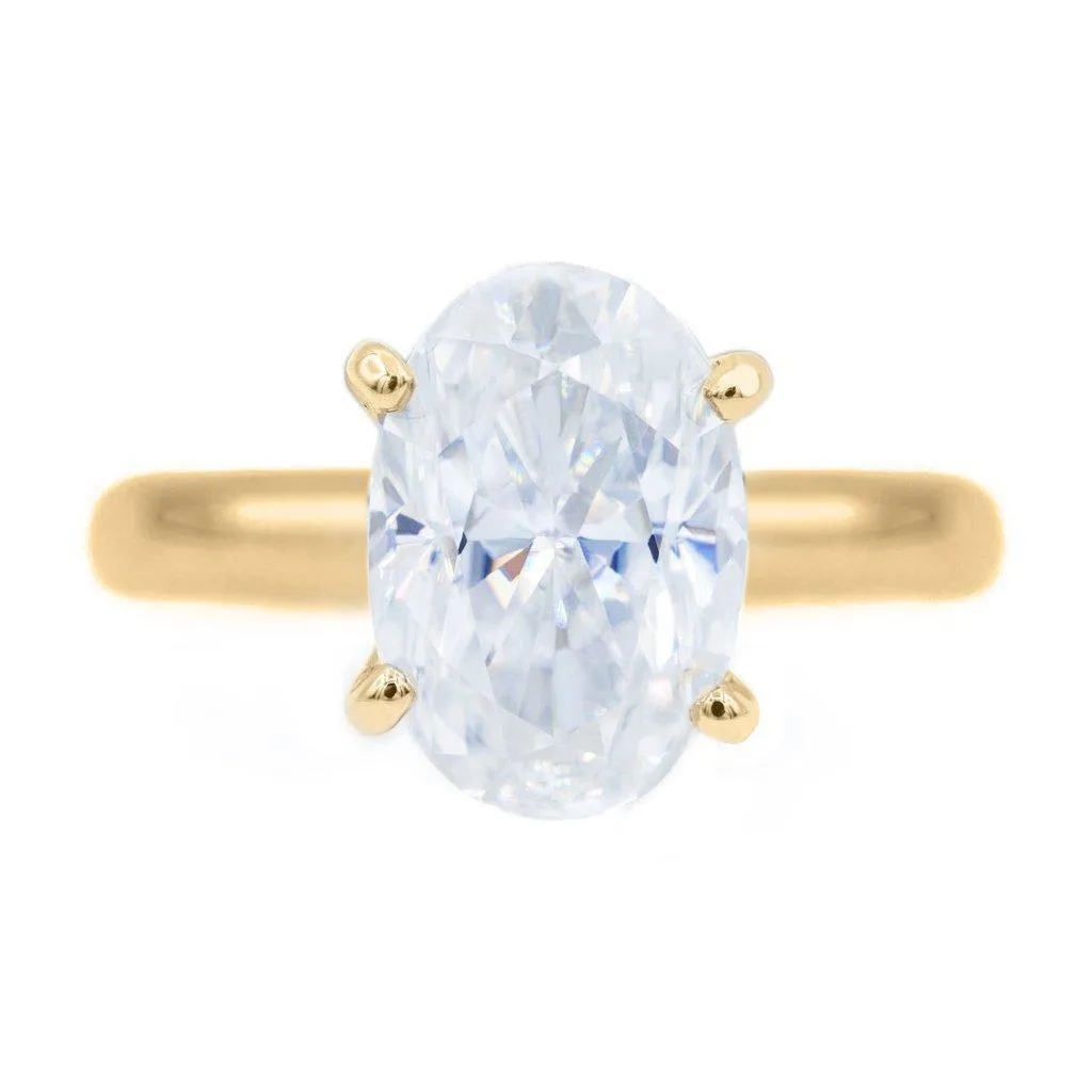 Skinny Oval First Crush FAB Moissanite 4 Prongs FANCY Solitaire Ring