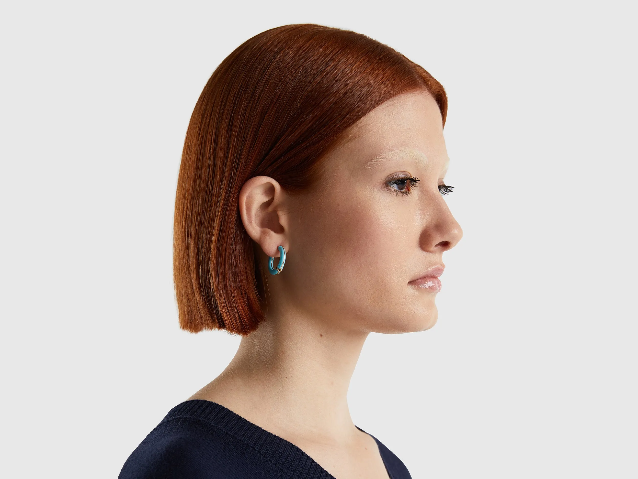 SKY BLUE C HOOP EARRINGS