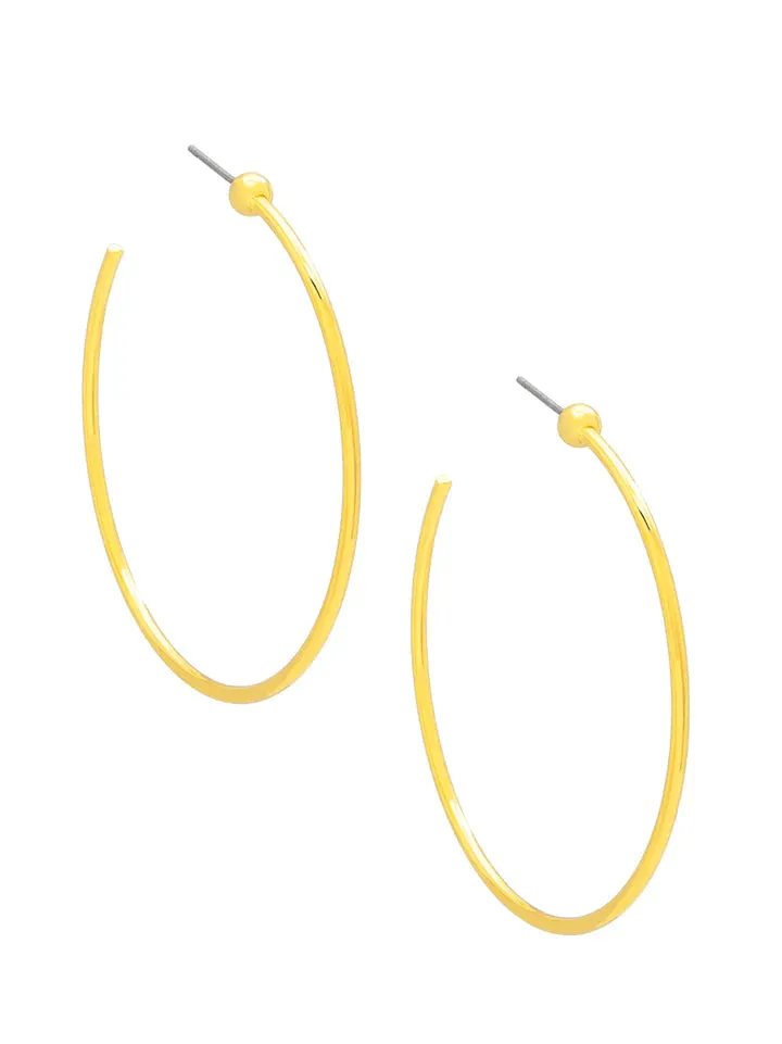 Slim Gold Bead Open Hoop Earring