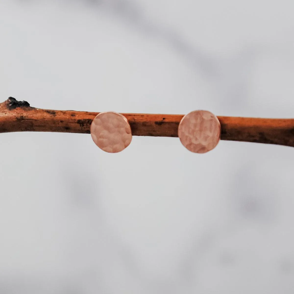 Small Hammered Disc Stud Earrings - gold-filled