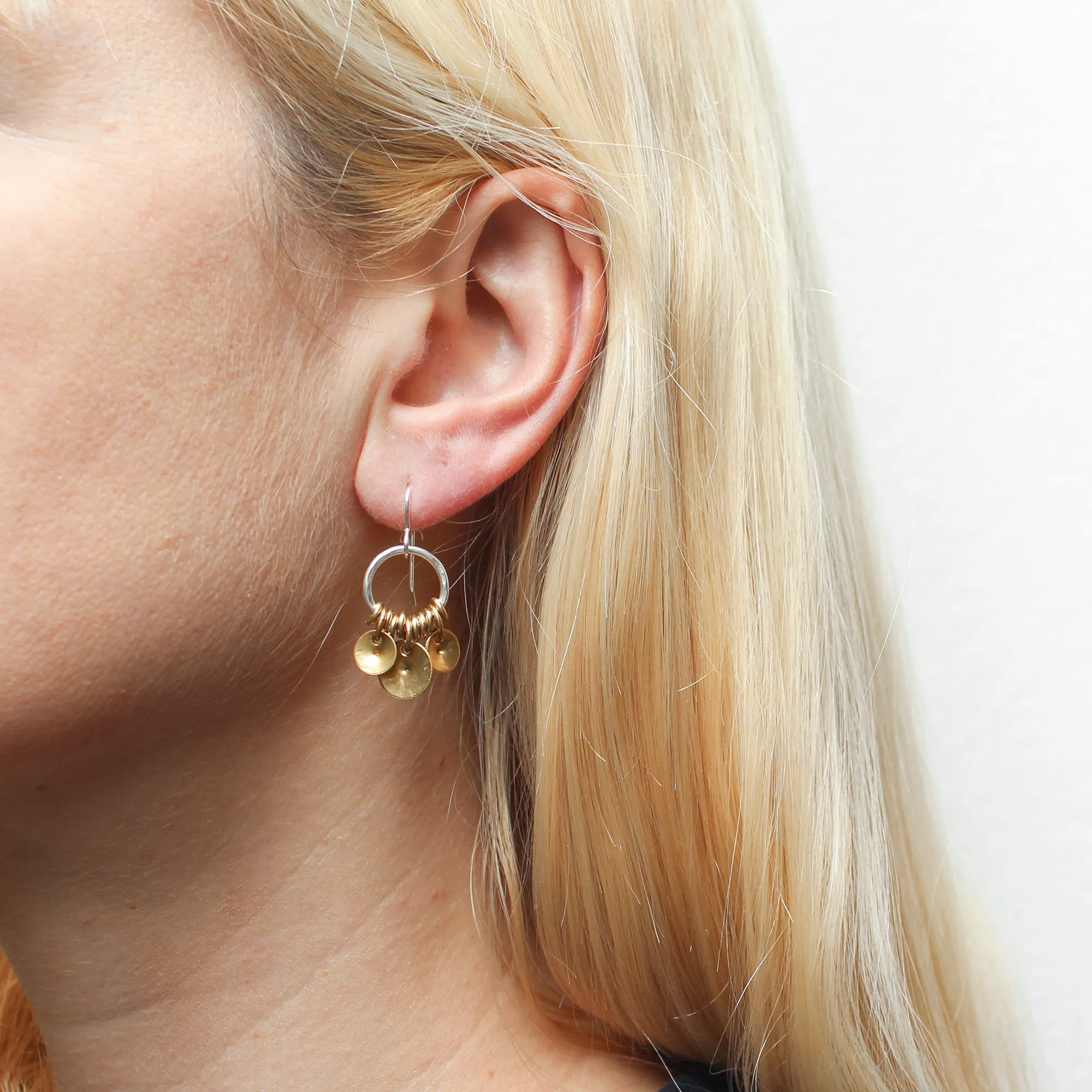 Small Ring with Cymbals Wire Earrings