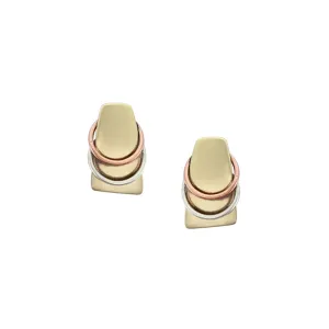 Small Tapered Rectangle with Rings Post Earring