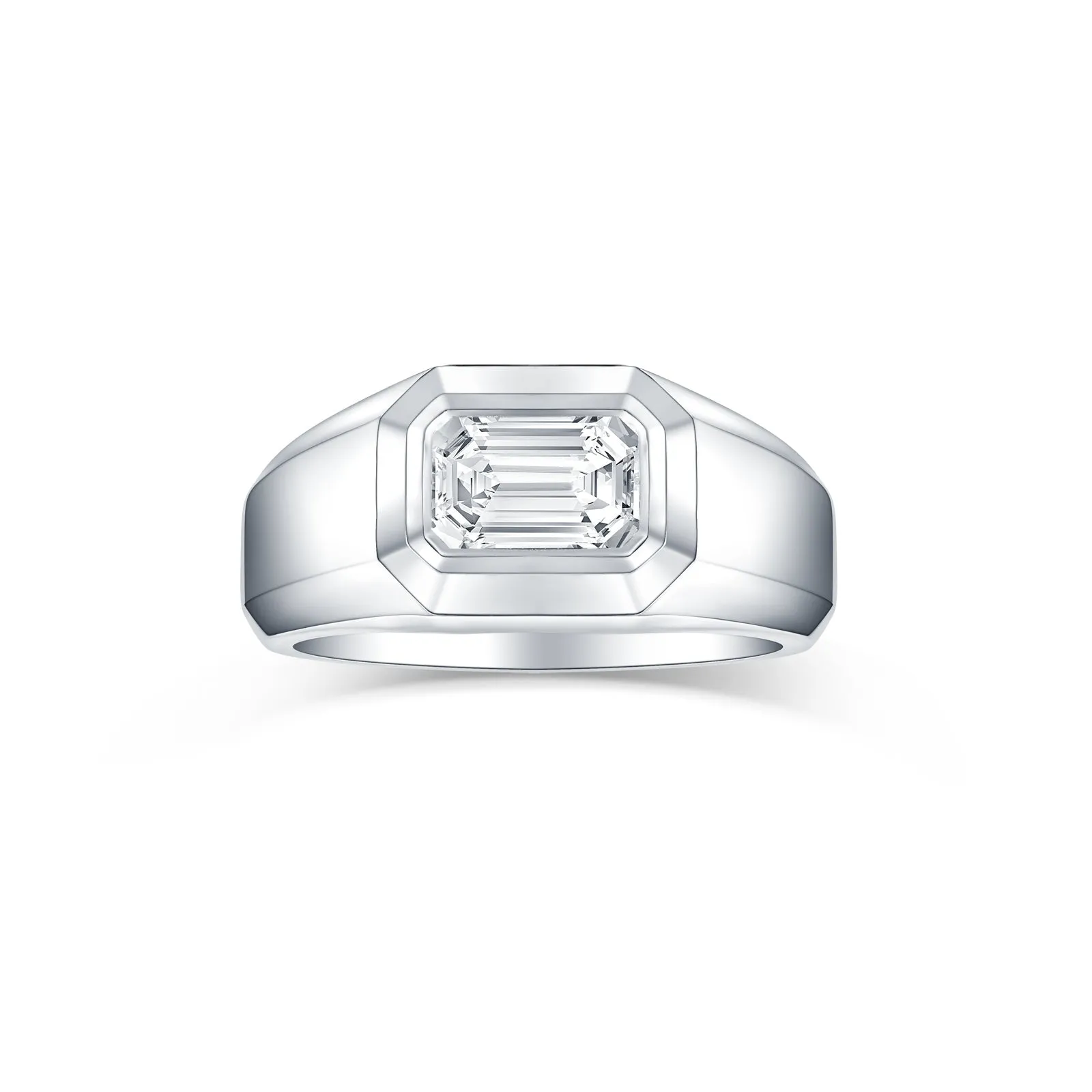 Smiling Rocks Lab Grown Diamond Men's Solitaire Emerald Ring- Zulu Collection (1 ctw) - SRR-01409WHT