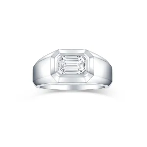 Smiling Rocks Lab Grown Diamond Men's Solitaire Emerald Ring- Zulu Collection (1 ctw) - SRR-01409WHT
