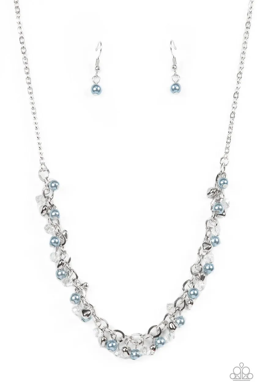 Soft-Hearted Shimmer - Blue - Heart Charm Paparazzi Short Necklace