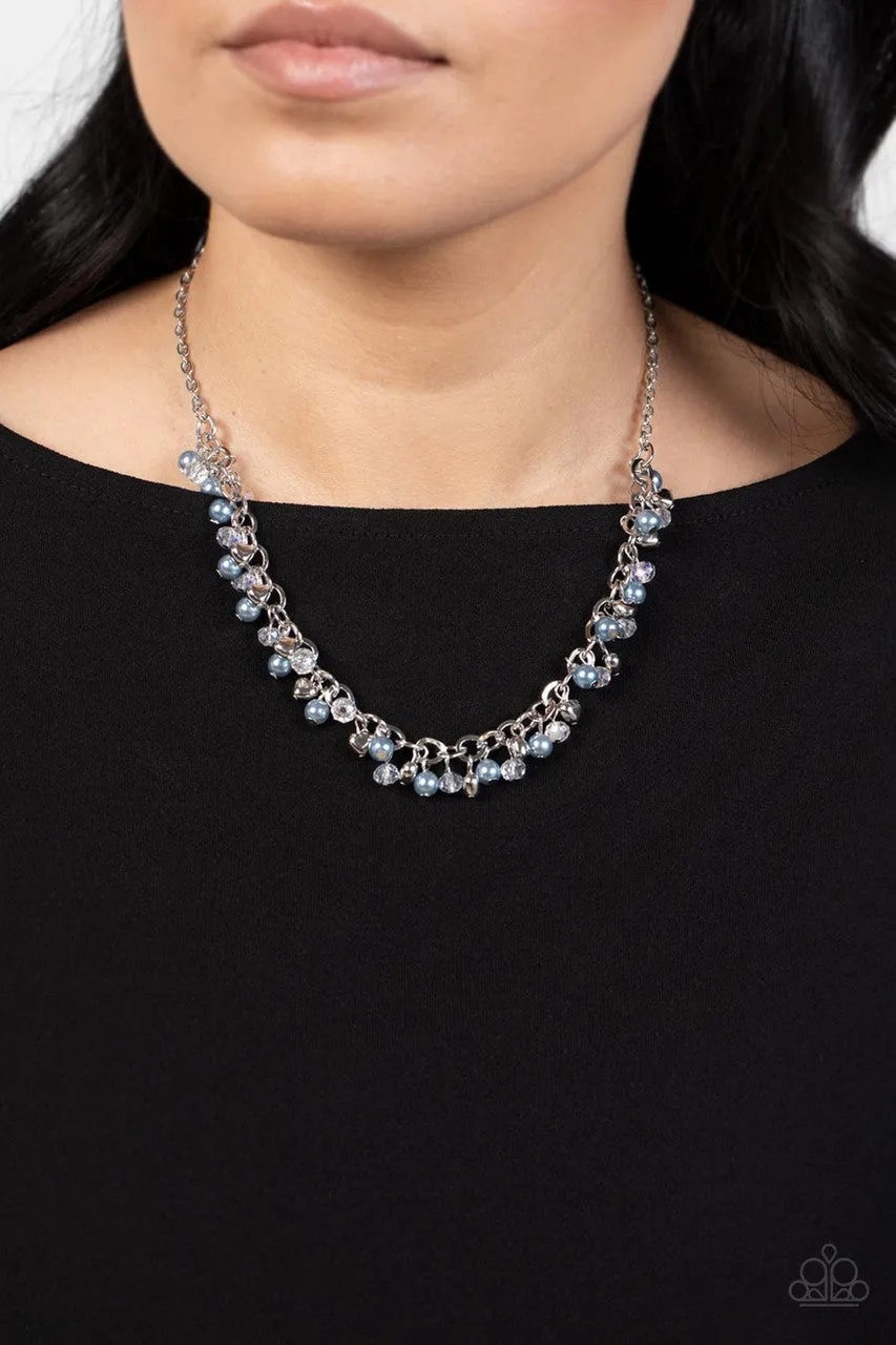 Soft-Hearted Shimmer - Blue - Heart Charm Paparazzi Short Necklace
