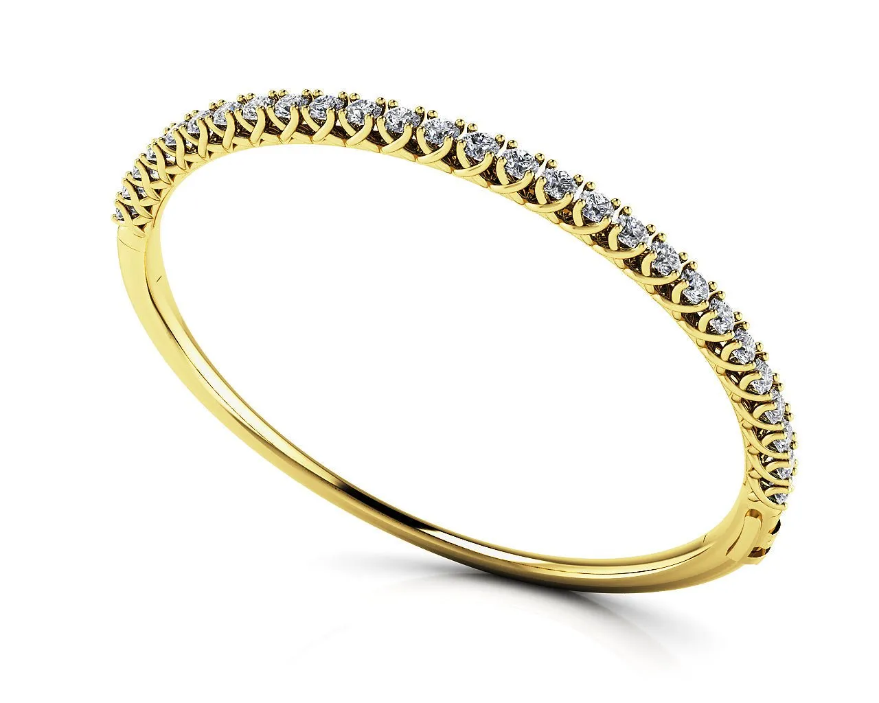 Soft Twist Four Prong Lab-Grown Diamond Bangle with 2.84 ct.(finished) 3mm